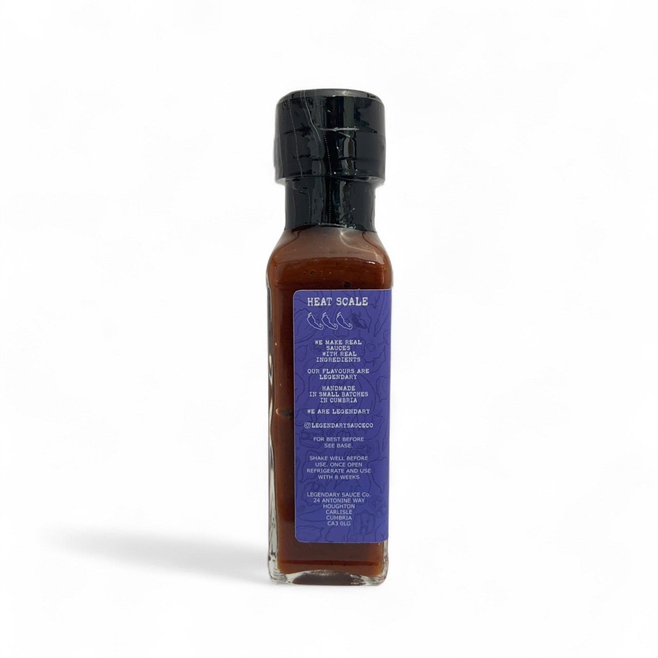 A bottle of Blueberry Armageddon Hot Sauce