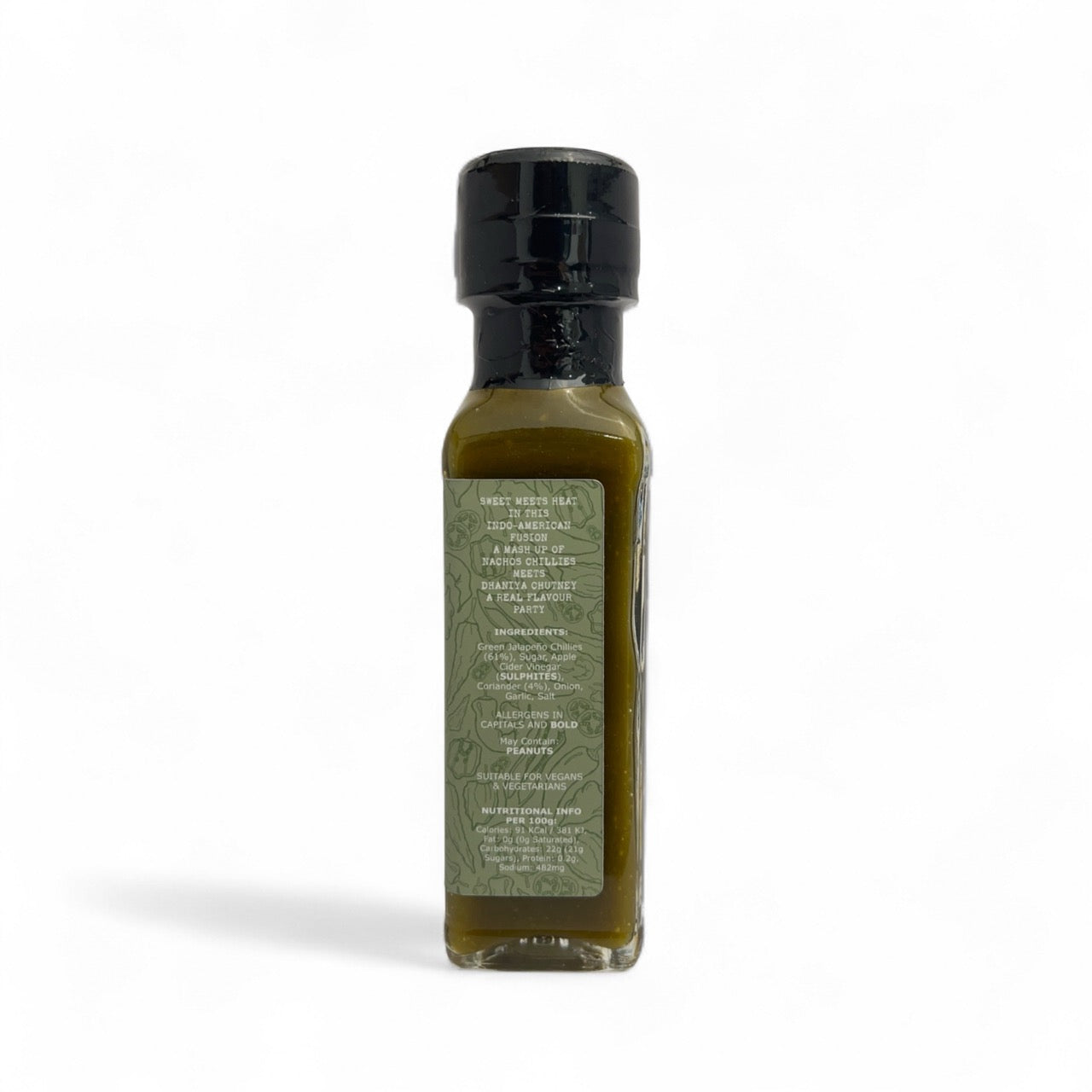 A bottle of Coriander Jalapeño Hot Sauce