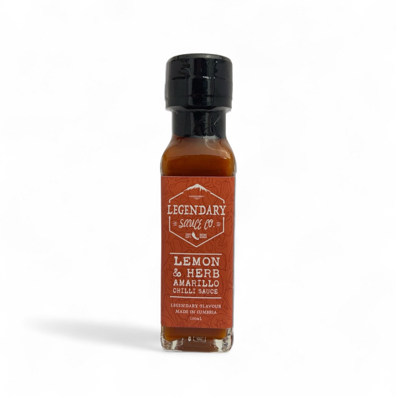 A bottle of Lemon & Herb Amarillo Hot Sauce