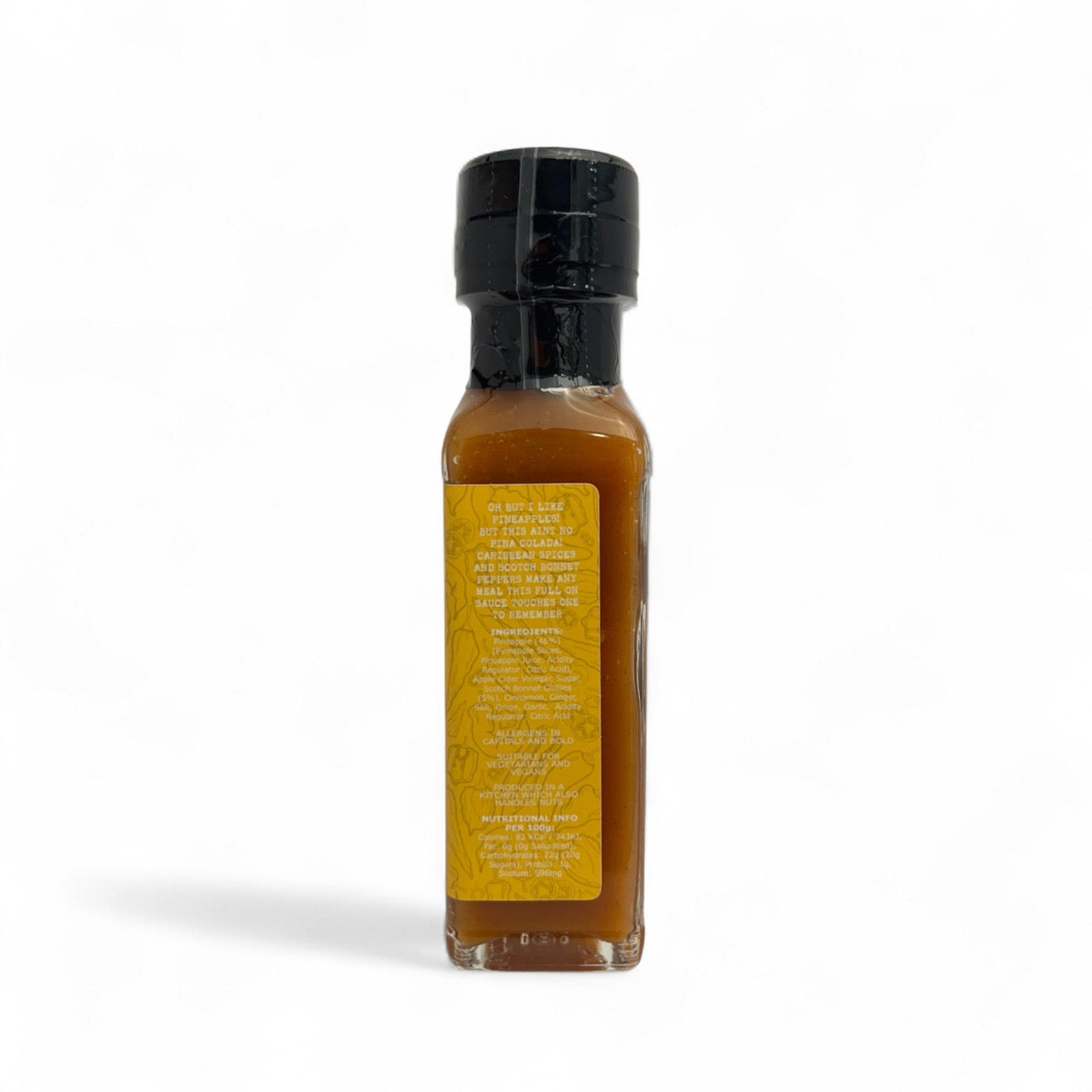 A bottle of Pineapple Scotch Bonnet Hot Sauce