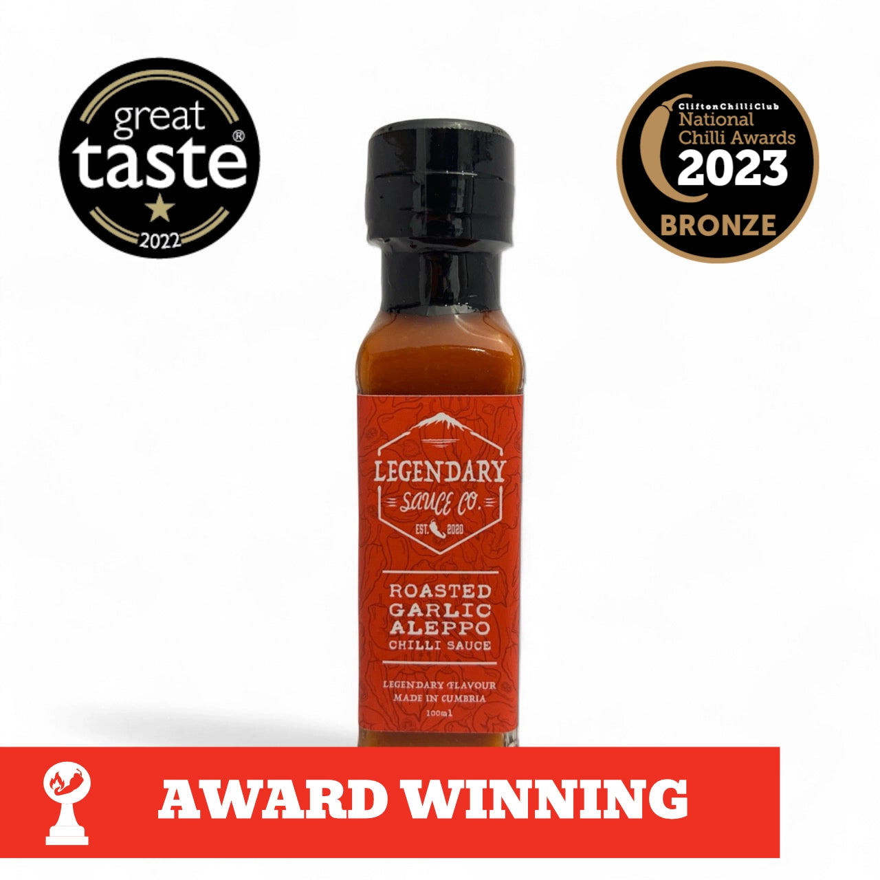 A bottle of Aleppo Hot Sauce