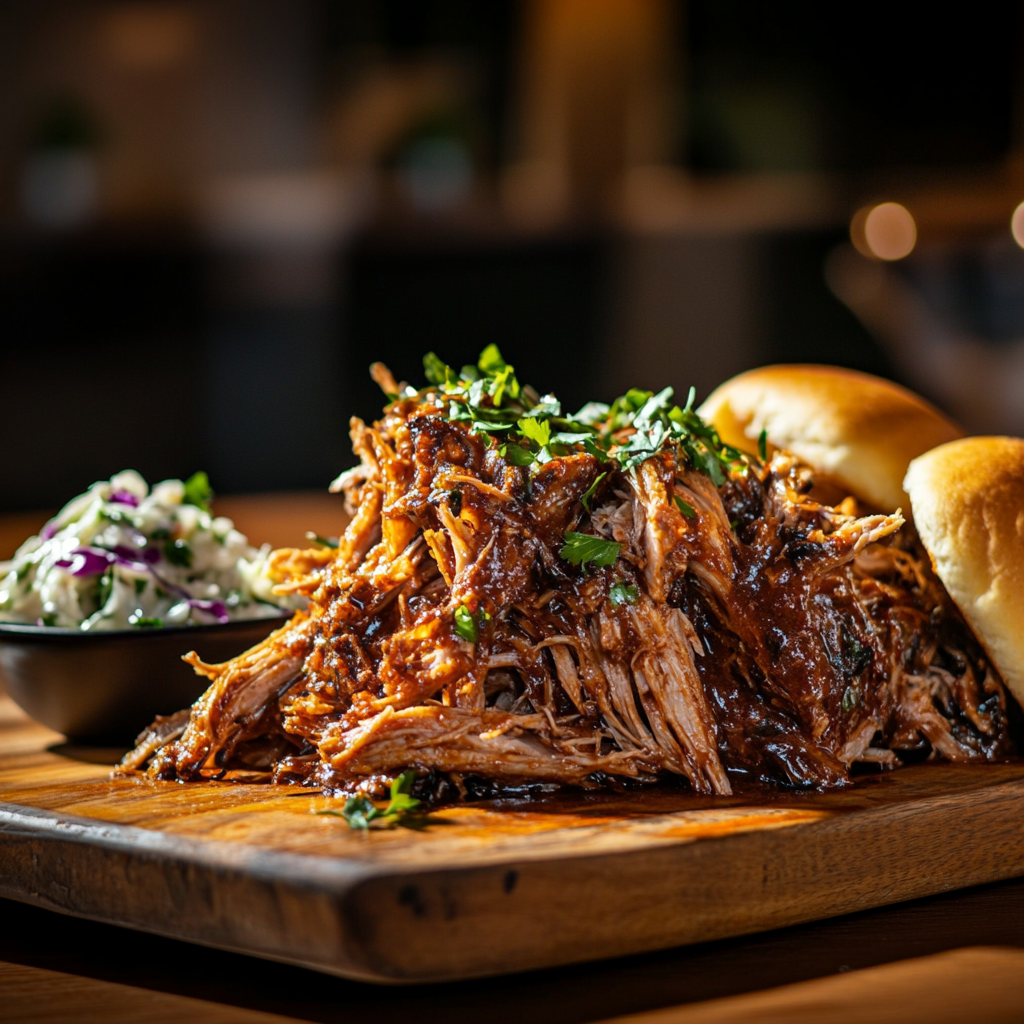 A pile of sweet pulled pork