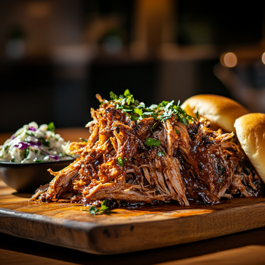A pile of sweet pulled pork